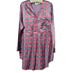 Go‎ softly size large night shirt gown red holiday plaid pajama